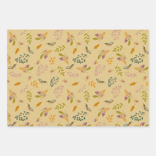 Kleine Vögel im Frühling Geschenkpapier Set (Vorderseite)