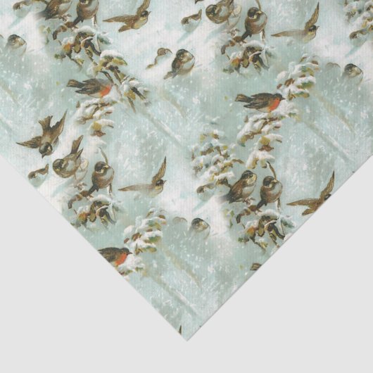 Kleine Vögel im Schnee Seidenpapier (Detail)