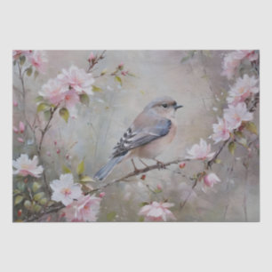 Kleine Vögel mit blühenden Blume Seidenpapier