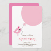 Kleine Vogel-Prinzessin First Birthday Invitation Einladung (Vorne/Hinten)