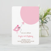 Kleine Vogel-Prinzessin First Birthday Invitation Einladung (Stehend Vorderseite)