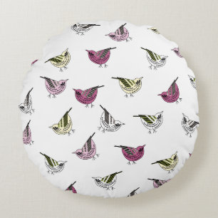 Kleine Vögel Rundes Kissen
