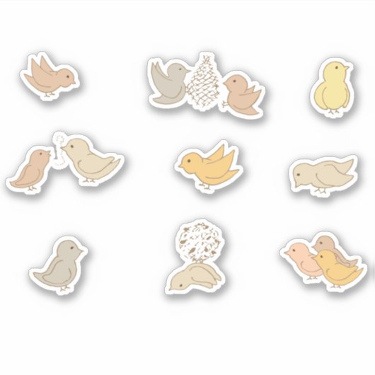 Kleine Vögel und Küken - Kleine Vögel. Aufkleber (Vorderseite)