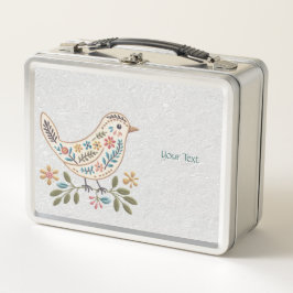 Kleine Vogelfarbenflorale Metal Lunch Box