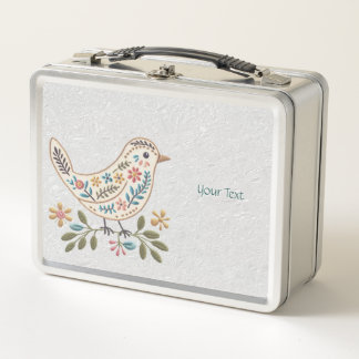 Kleine Vogelfarbenflorale Metal Lunch Box
