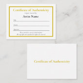 Kleine Vorlage für die Echtheitsbescheinigung für Visitenkarte (Vorne/Hinten)