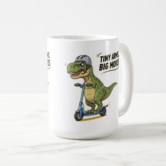 Kleine Waffen. Große Energie. Dino auf Rädern! Kaffeetasse (VorderseiteRechts)
