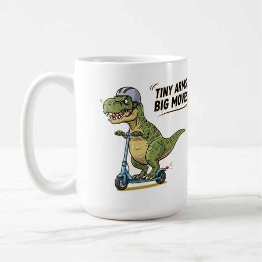 Kleine Waffen. Große Energie. Dino auf Rädern! Kaffeetasse (Links)