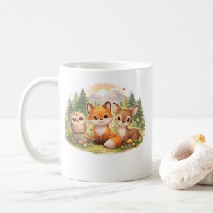 Kleine Wald Freunde: Ein gemütliches Abenteuer mit Kaffeetasse