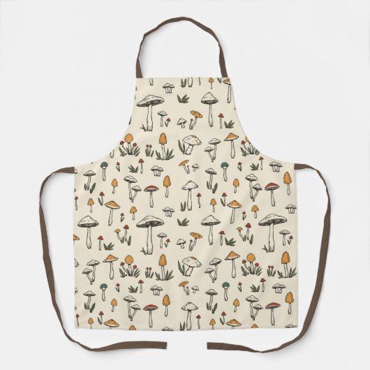 Kleine Wald-Pilze auf beigem Hintergrund Schürze (Vorderseite)
