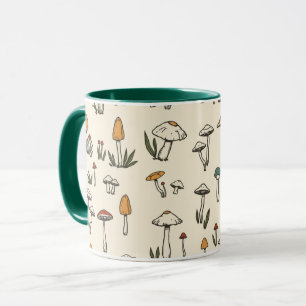 Kleine Wald-Pilze auf beigem Hintergrund Tasse