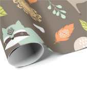 Kleine Waldtiere im braunen Hintergrund Geschenkpapier (Rolleneckpunkt)