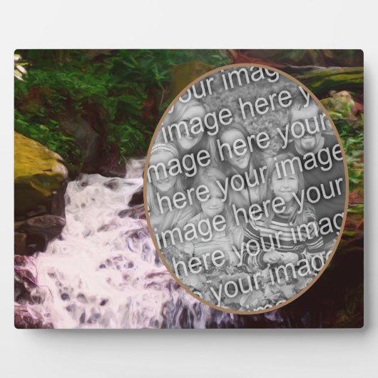 Kleine Waldwasserfallmalerei Hinzufügen eines Foto Fotoplatte (Vorderseite)
