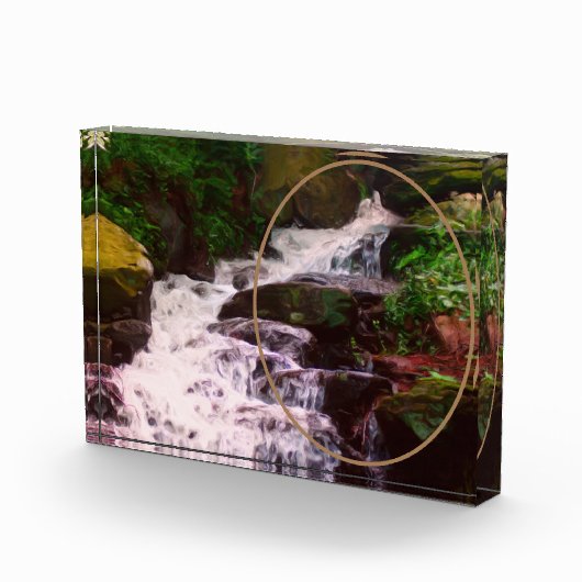 Kleine Waldwasserfallmalerei hinzufügen Fotoblock (Rechts)