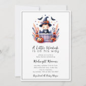 Kleine Warlock Halloween-Kinderdusche Einladung (Vorderseite)