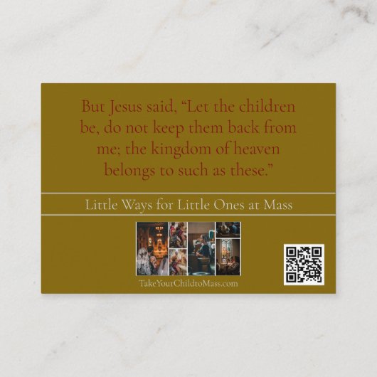 Kleine Wege für Kleine auf der Mass HOLY CARD Begleitkarte (Rückseite)