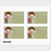 Kleine Weihnachts-Engel-Geschenk-Aufkleber - d1 Rechteckiger Aufkleber (Blatt)