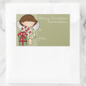 Kleine Weihnachts-Engel-Geschenk-Aufkleber - d1 Rechteckiger Aufkleber (Tasche)