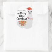 Kleine Weihnachts-lustige Llama-Weihnachtsmannmütz Runder Aufkleber (Tasche)