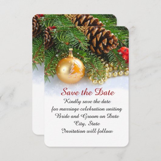 Kleine Weihnachtsbälle Save the Date (Vorne/Hinten)