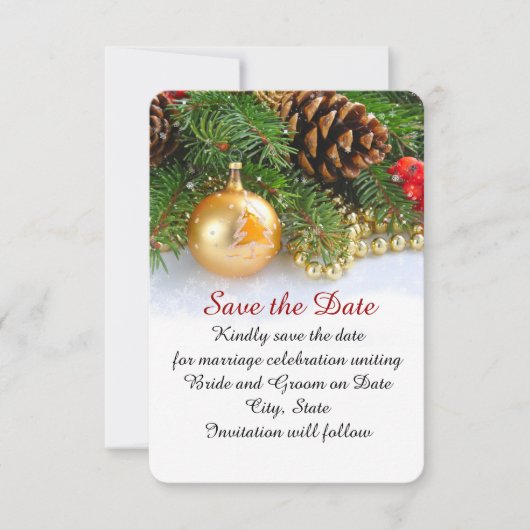 Kleine Weihnachtsbälle Save the Date (Vorderseite)