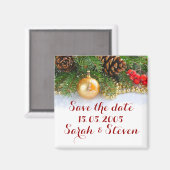 Kleine Weihnachtsbälle Save the Date Magnet (Vorderseite/Rückseite)