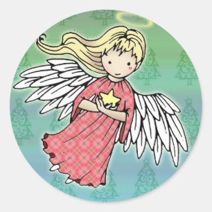 Kleine Weihnachtsengel-Aufkleber Runder Aufkleber
