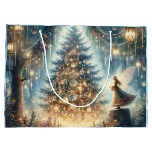 Kleine Weihnachtsfeier in einem verzauberten Wald Große Geschenktüte (Rückseite)