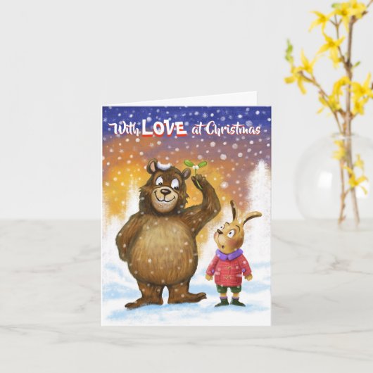 Kleine Weihnachtskarte "Mit Liebe zu Weihnachten" Karte (Gelbe Blume)