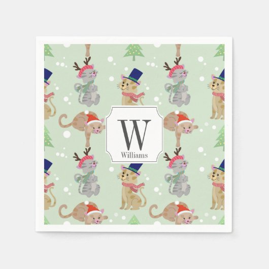 Kleine Weihnachtskatzen Design Serviette (Vorderseite)