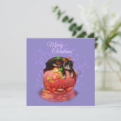 Kleine Weihnachtskatzenleuchten Garland Wintermagi Feiertagskarte (Stehend Vorderseite)