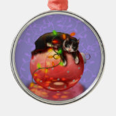 Kleine Weihnachtskatzenleuchten Garland Wintermagi Ornament Aus Metall (Vorne)