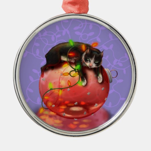 Kleine Weihnachtskatzenleuchten Garland Wintermagi Ornament Aus Metall (Vorne)