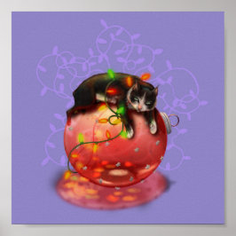 Kleine Weihnachtskatzenleuchten Garland Wintermagi Poster