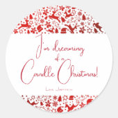 Kleine Weihnachtskerze mit bestellbarem Etikett Runder Aufkleber (Vorderseite)