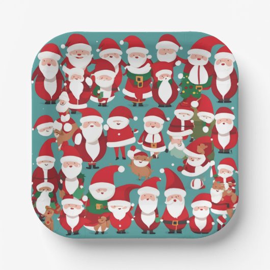 Kleine Weihnachtsmänner Pappteller (Vorderseite)