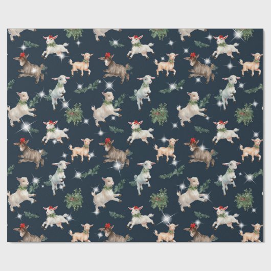 Kleine Weihnachtsziegen Geschenkpapier (Flach)