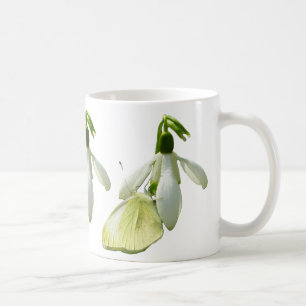 Kleine Weiße auf Schneeglöckchen Kaffeetasse