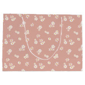 Kleine weiße Blume auf Rosa - nahtlos. Große Geschenktüte (Rückseite)