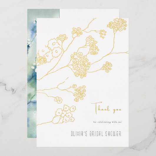 Kleine weiße Blume Brautparty Danke Karte (Vorderseite/Rückseite)