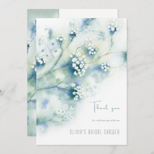 Kleine weiße Blume Brautparty Danke Karte (Vorne/Hinten)