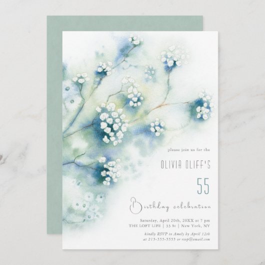 Kleine weiße Blume Geburtstag im Alter Einladung (Vorne/Hinten)