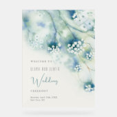 Kleine weiße Blume Hochzeitsempfang Acrylschild (Vorderseite)