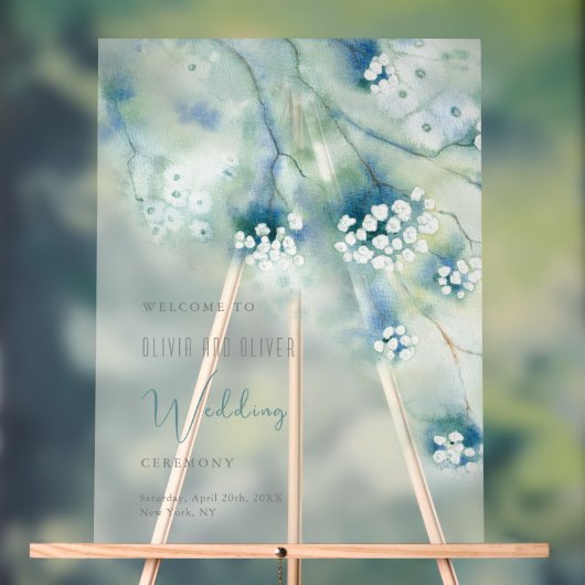 Kleine weiße Blume Hochzeitsempfang Acrylschild (Neutral)