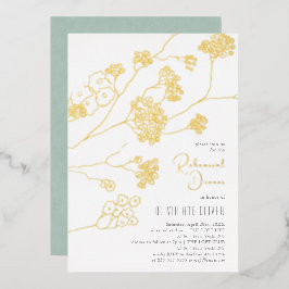 Kleine weiße Blume Probe Abendessen Folieneinladung