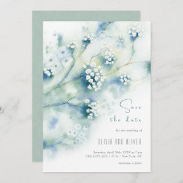 Kleine weiße Blume Save the Date Einladung