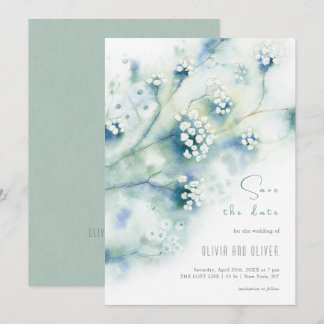 Kleine weiße Blume Save the Date Einladung