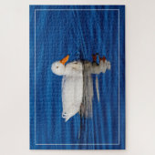 Kleine weiße Ente in geflecktem Wasser Puzzle (Vertikal)