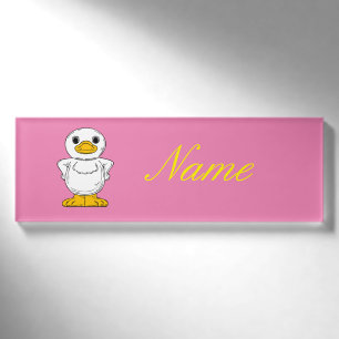 Kleine Weiße Ente Stehend Thunder_Cove Namenschild