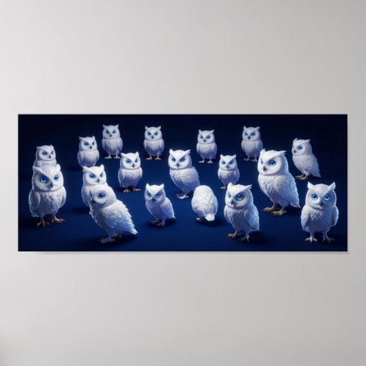 Kleine weiße Eulen Poster (Vorne)